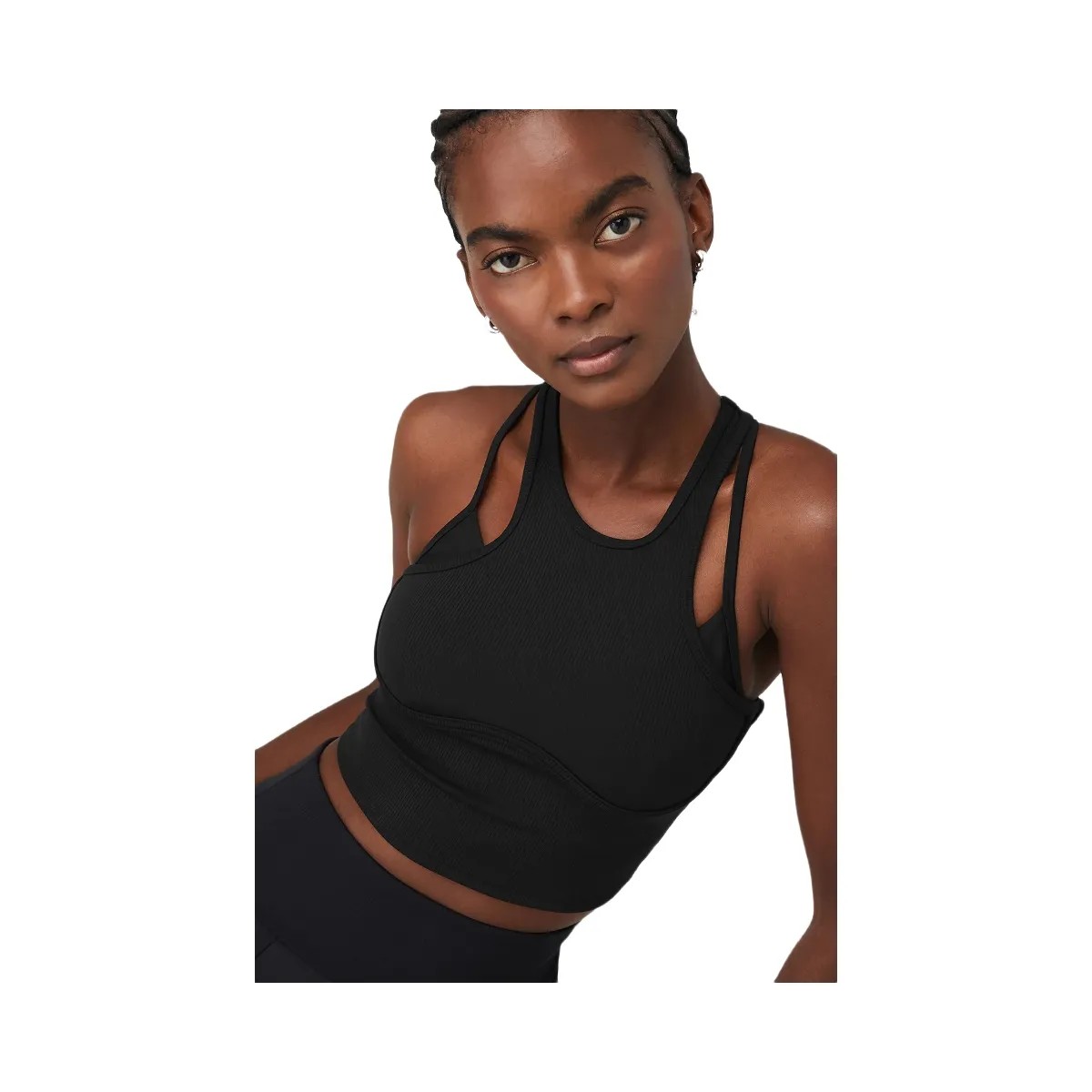 Alo Women's Ribbed Airlift Enchanted Bra Tank - Black - HypeFly India View 4