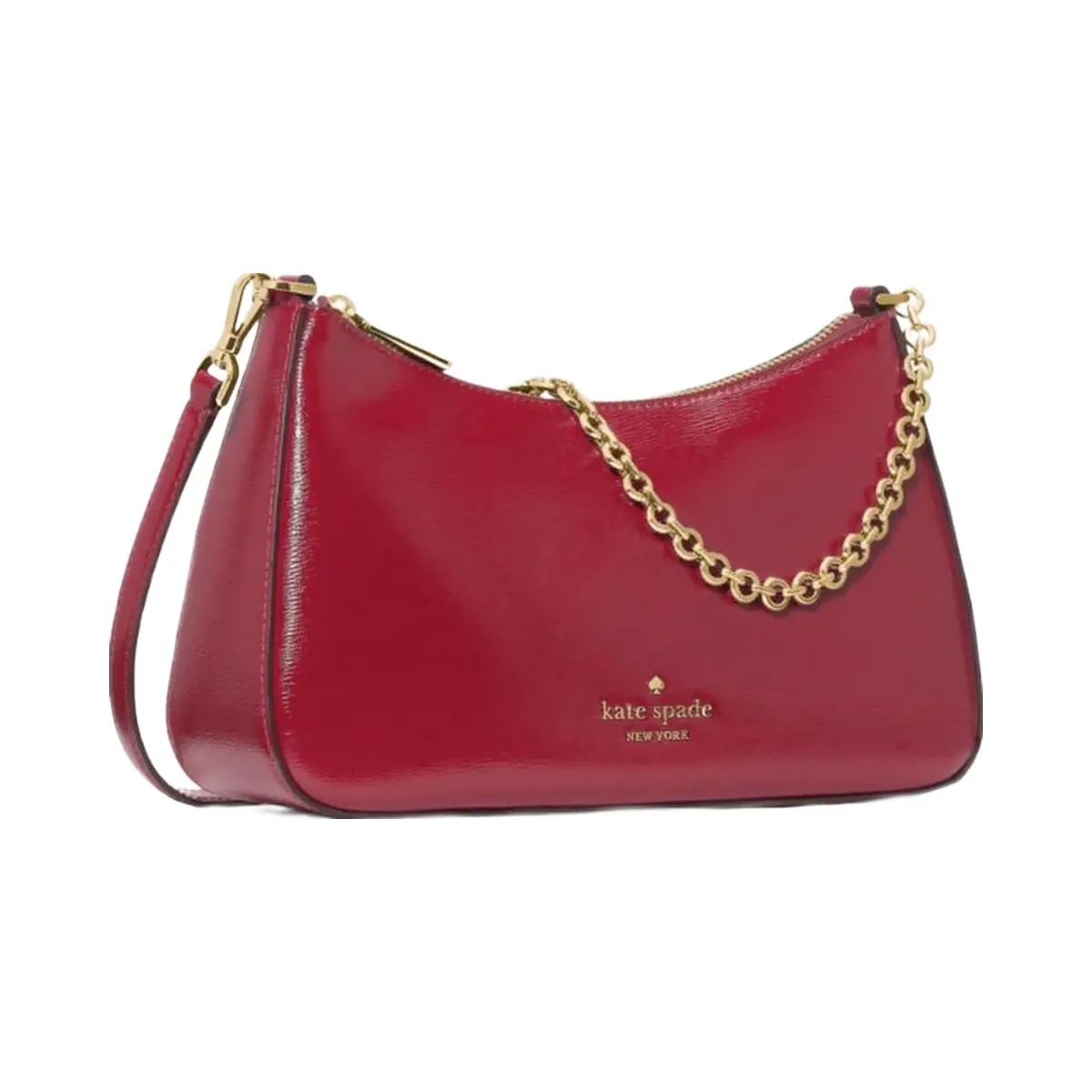 Kate Spade Margot Textured Patent Leather Convertible Crossbody Red Jam - HypeFly India View 4