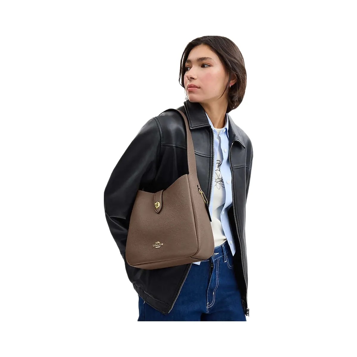 Coach Hadley Convertible Crossbody Bag Pebbled Leather-Gold-Dark Stone - HypeFly India View 2