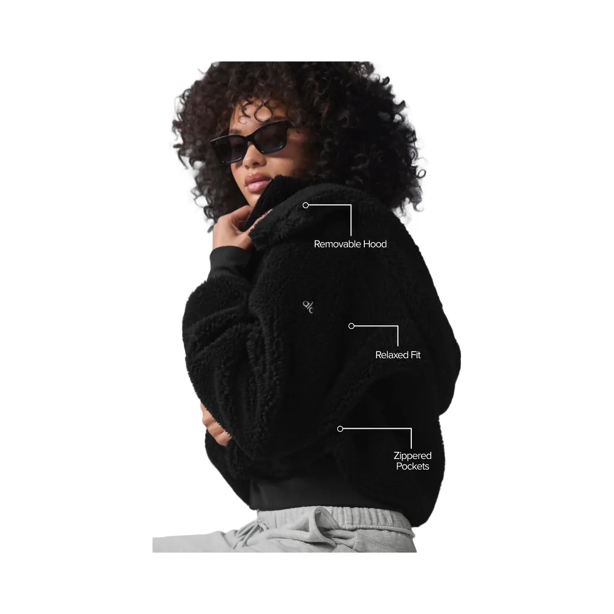 Alo Women's Foxy Sherpa Jacket - Black - HypeFly India View 2
