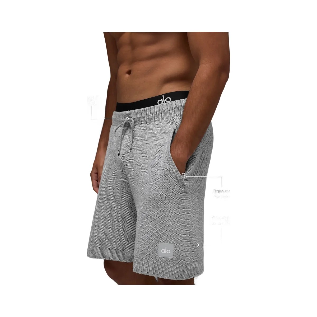 Alo Men's 7" Sports Club Sweater Knit Short - Athletic Heather Grey - HypeFly India View 2