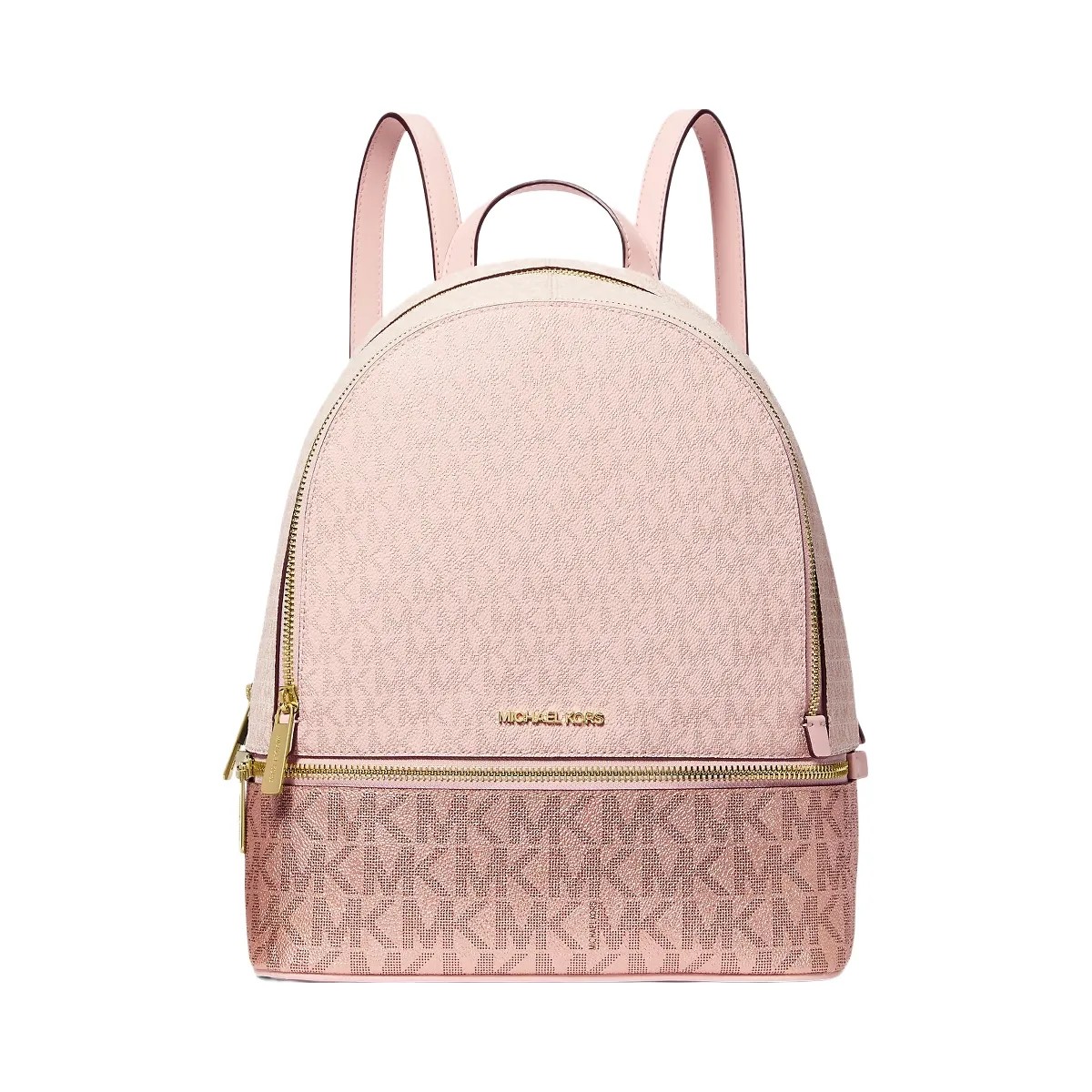 Michael Kors Rhea Medium Metallic Signature Logo Backpack Powder Blush - HypeFly India View 1