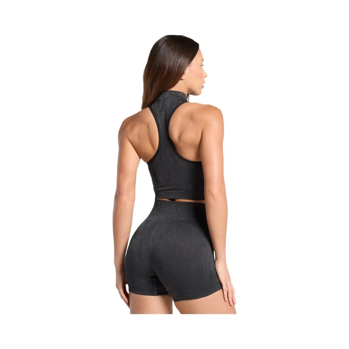 Gymshark Adapt Camo Seamless Zip Up Crop Top - Asphalt Grey/Black - HypeFly India View 2