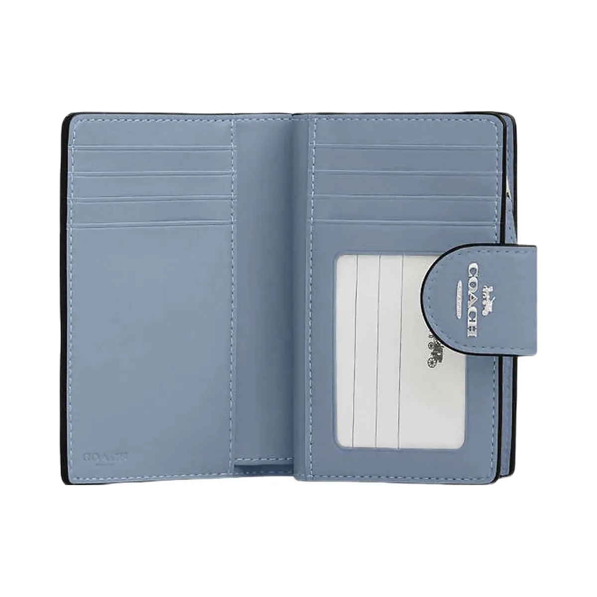 Coach Medium Corner Zip Wallet Pebbled Leather-Sv-Pale Lapis - HypeFly India View 2
