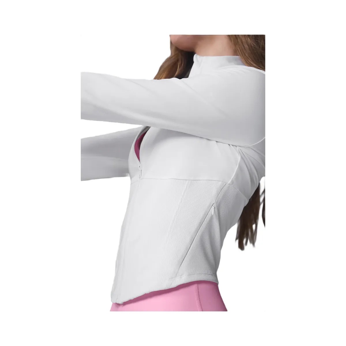 Alo Women's Airbrush Corset Full Zip Jacket - White - HypeFly India View 2