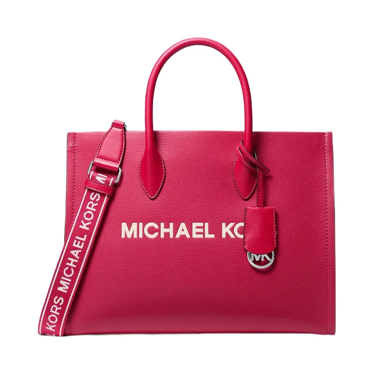Michael Kors Mirella Medium Pebbled Leather Tote Bag Dk Raspberry - HypeFly India View 1