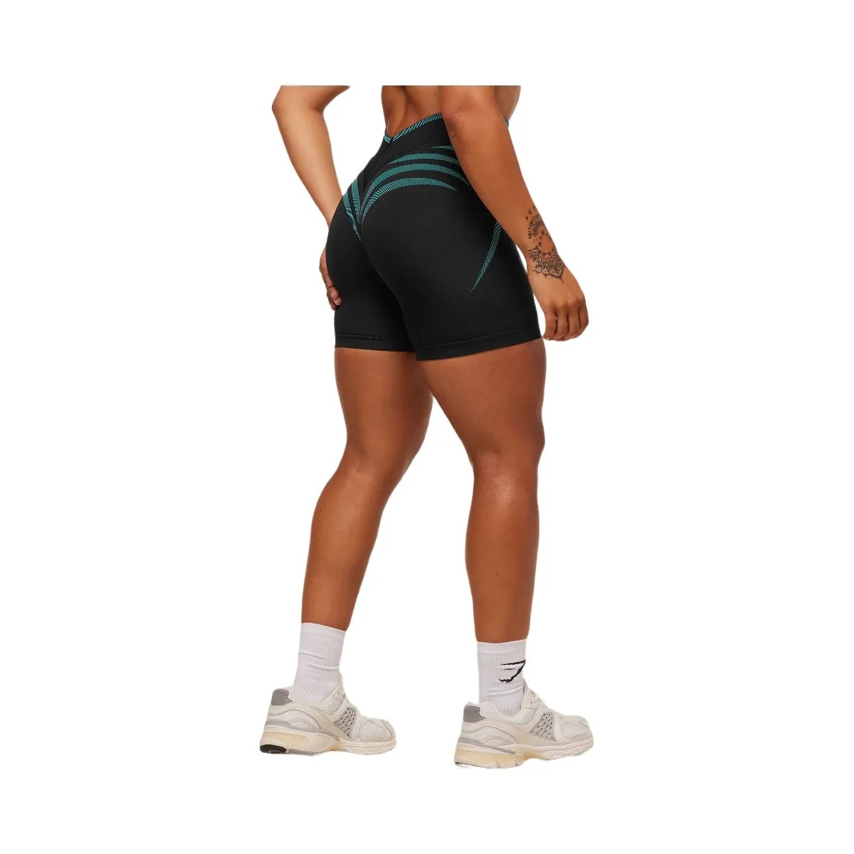 Gymshark Apex Lift Seamless Short - Black/Brand Blue - HypeFly India View 2