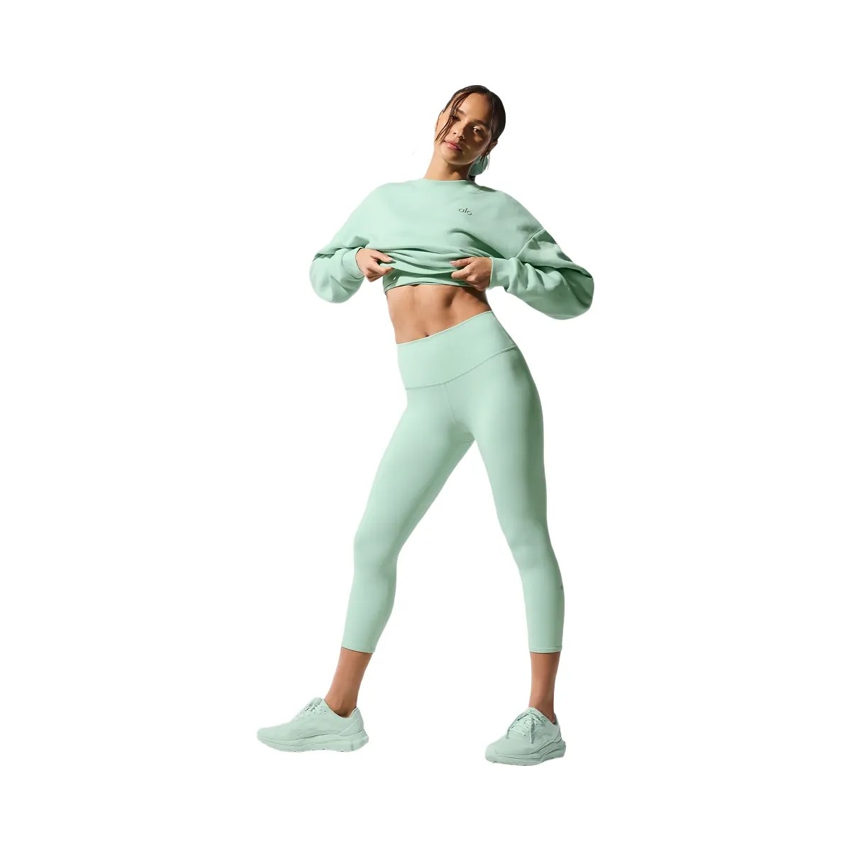 Alo Women's High-Waist Airbrush Capri - Spearmint - HypeFly India View 4