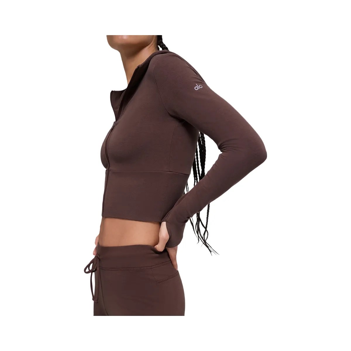 Alo Women's Sway Full Zip Hoodie - Brownstone - HypeFly India View 4