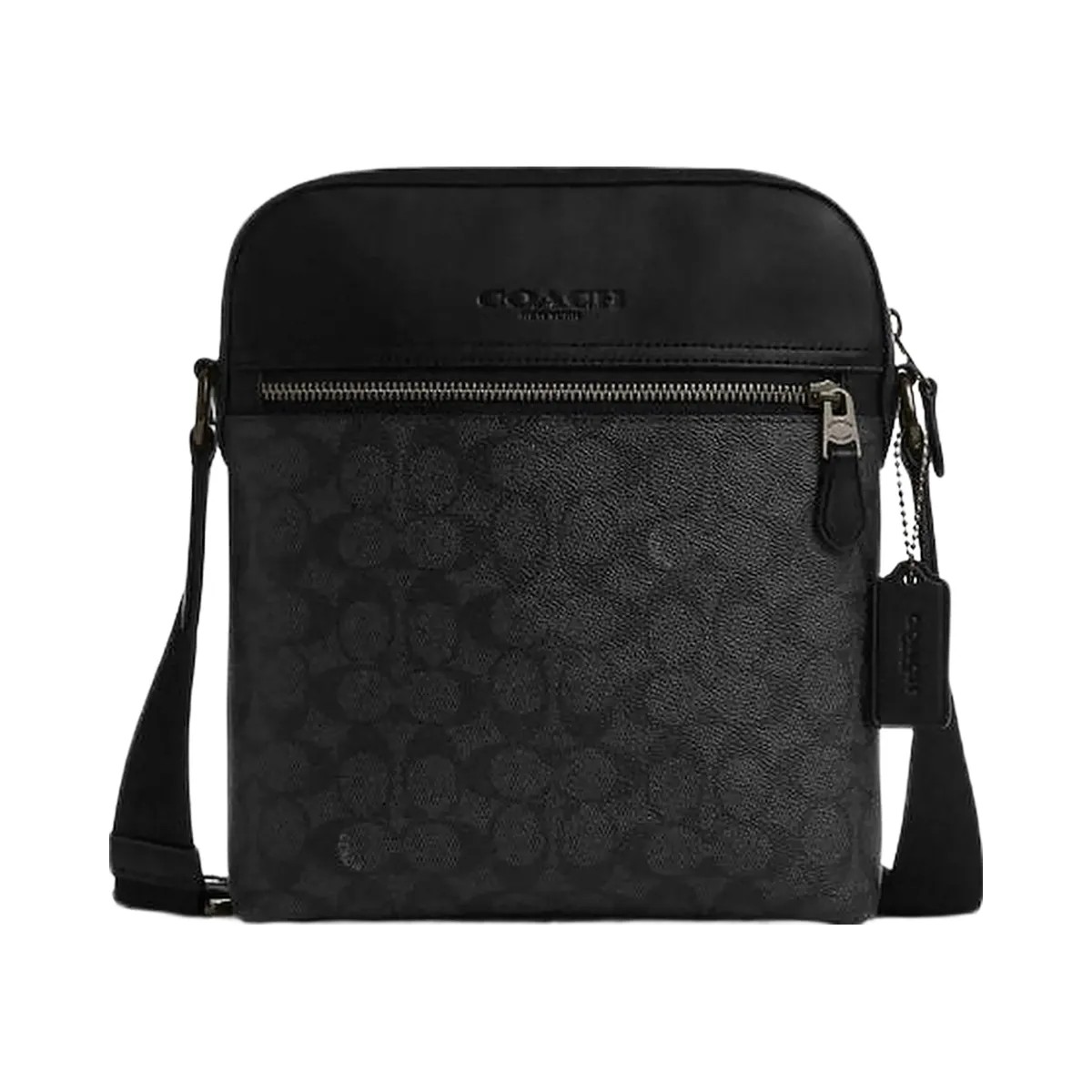 Coach Houston Flight Bag In Signature Canvas Signature Canvas-Gunmetal-Charcoal-Black - HypeFly India View 1