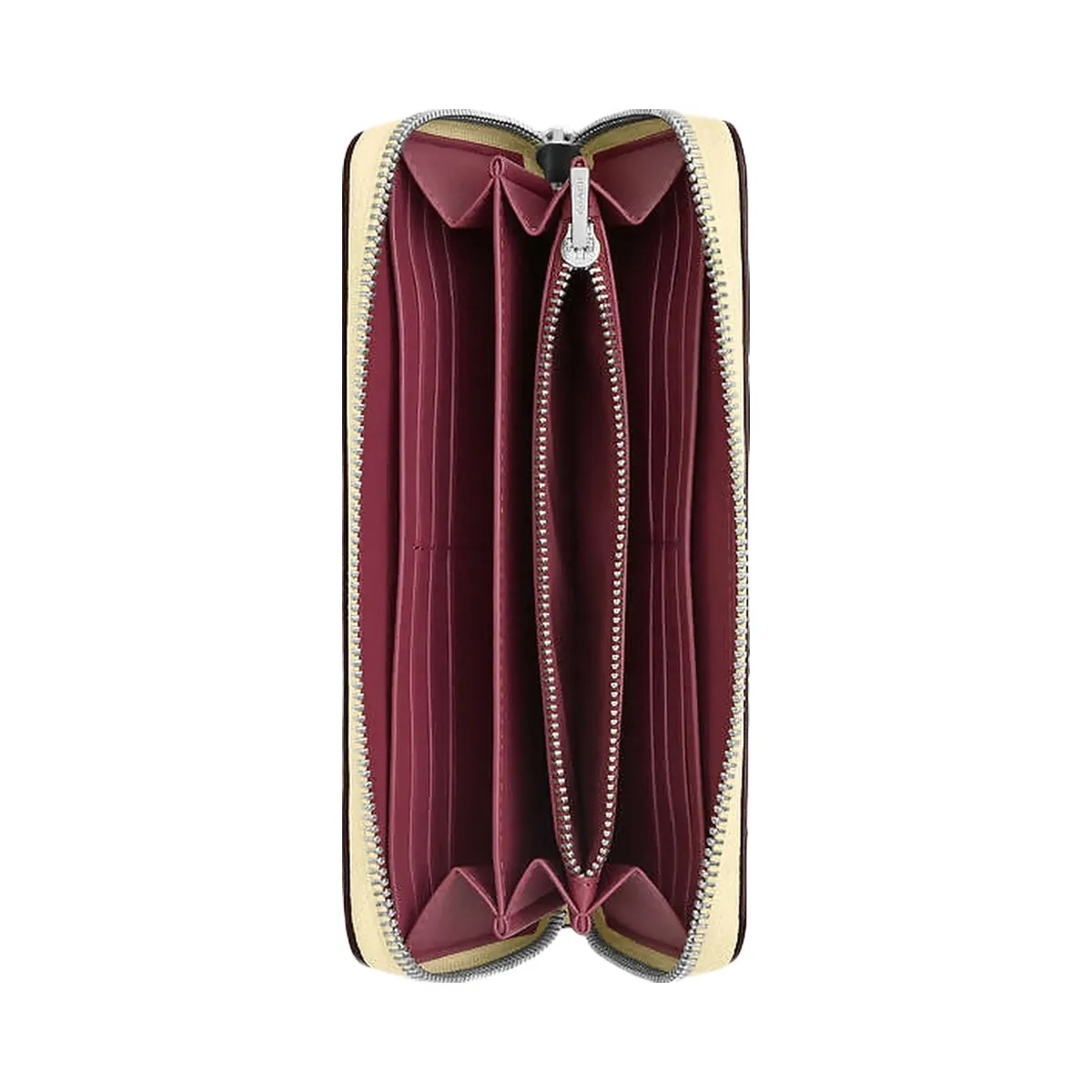 Coach Long Zip Around Wallet In Signature Canvas Signature Canvas-Silver-Hay - HypeFly India View 2