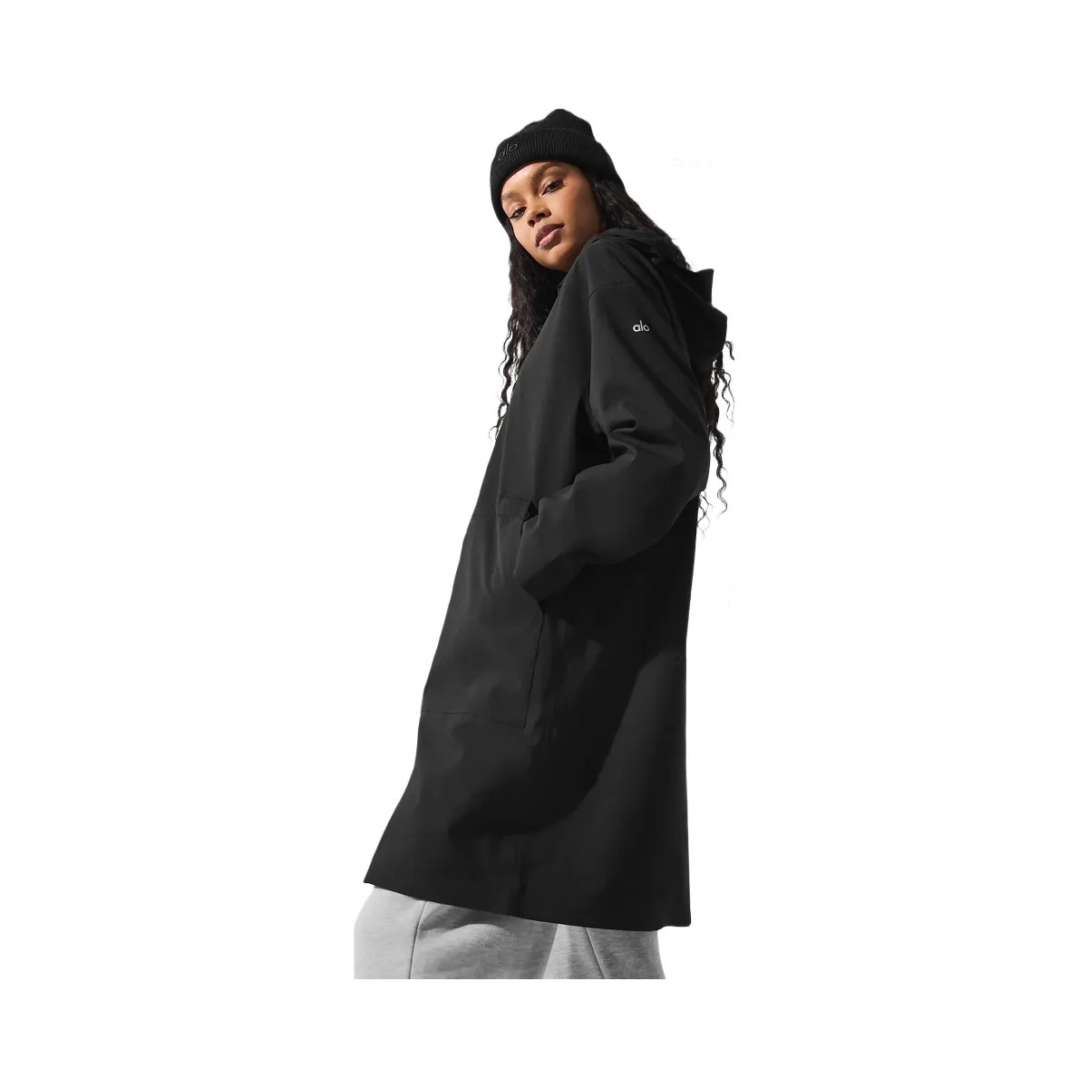 Alo Women's Rain Or Shine Long Coat - Black - HypeFly India View 2