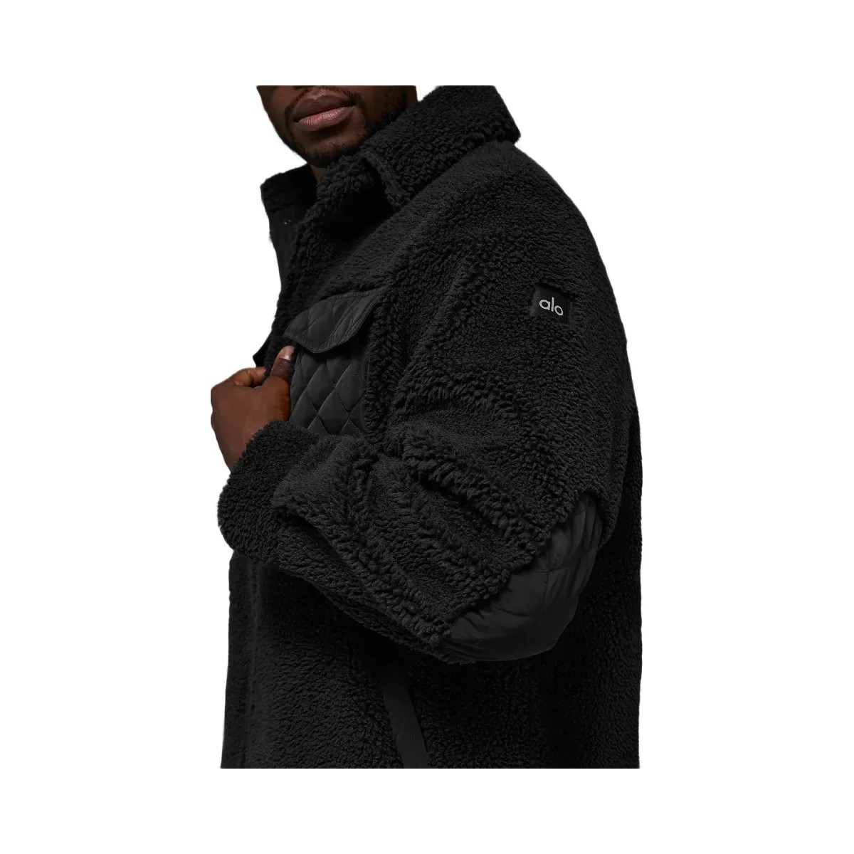 Alo Men's Sherpa Edge Shacket - Black - HypeFly India View 5