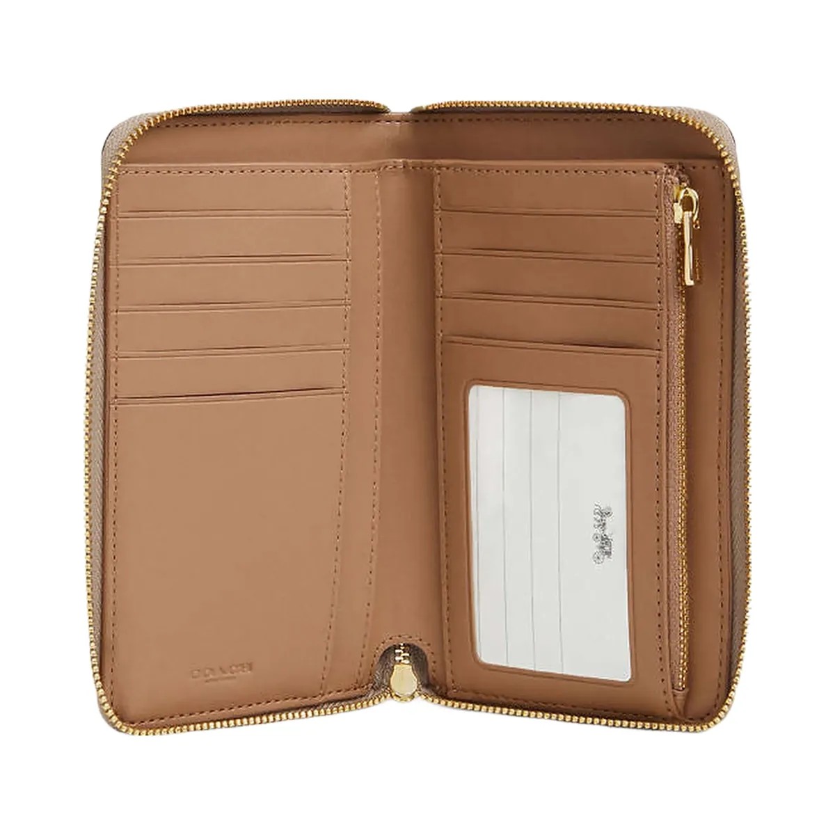 Coach Medium Id Zip Wallet In Signature Canvas Signature Canvas-Gold-Sand-Chalk - HypeFly India View 1