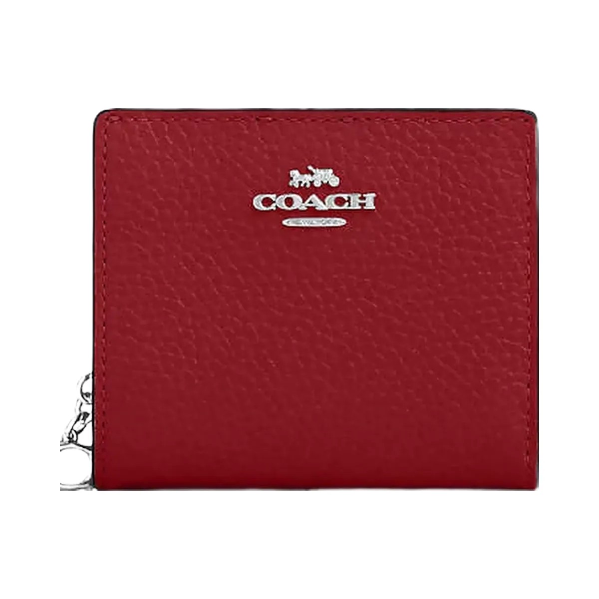 Coach Snap Wallet Pebbled Leather-Silver-Dark Cardinal - HypeFly India View 4