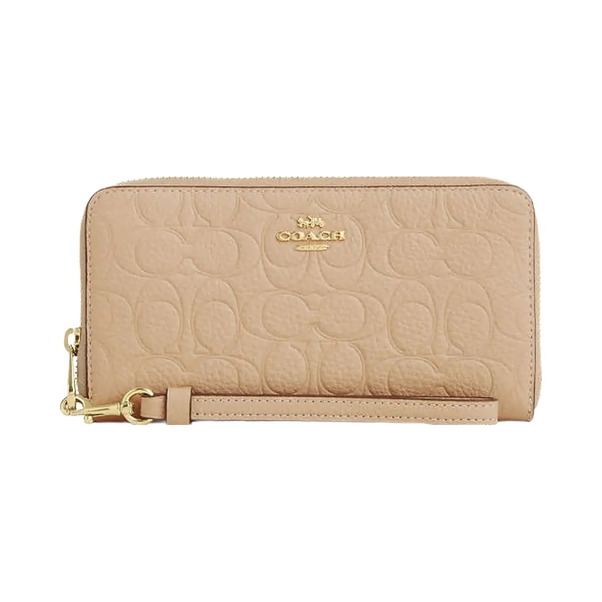 Coach Long Zip Around Wallet In Signature Leather Pebbled Leather-Im-Oat - HypeFly India View 1