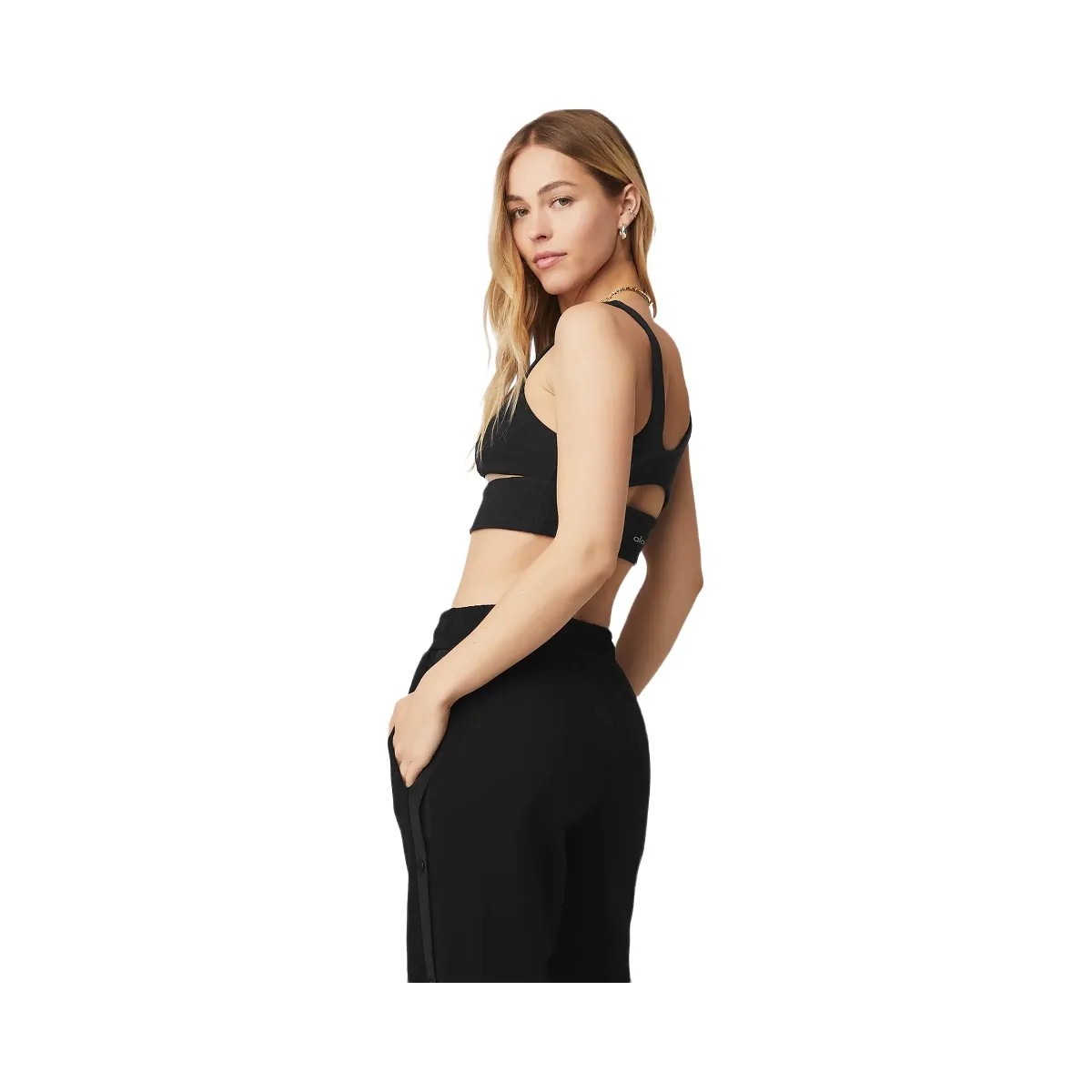 Alo Women's Slit Bra - Black - HypeFly India View 2