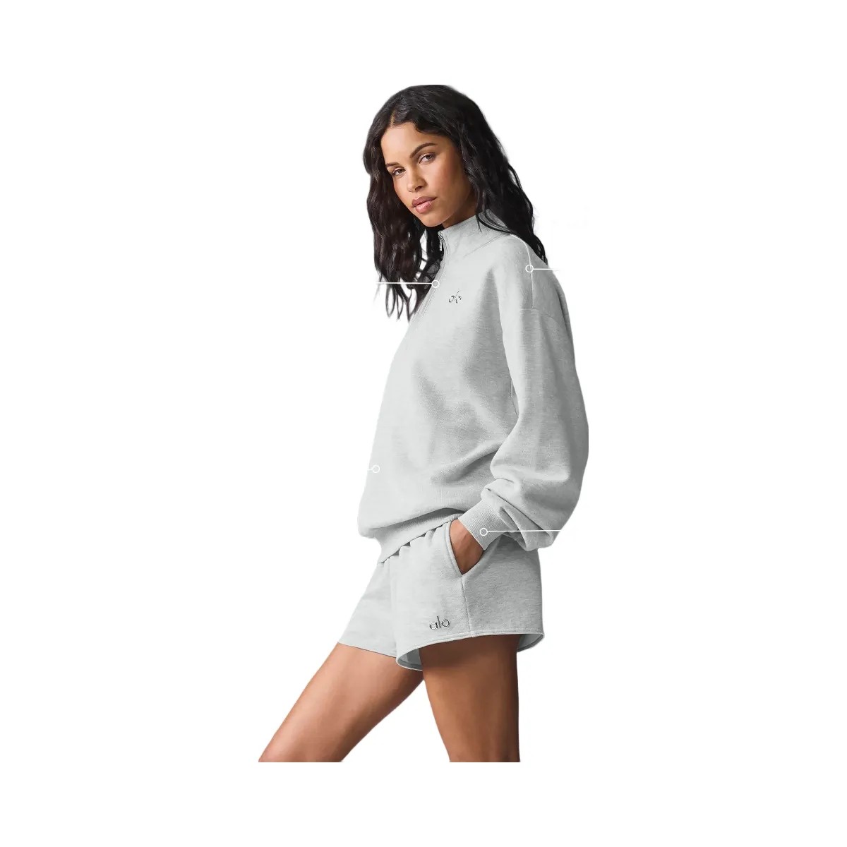 Alo Women's Accolade 1/4 Zip Pullover - Athletic Heather Grey - HypeFly India View 3