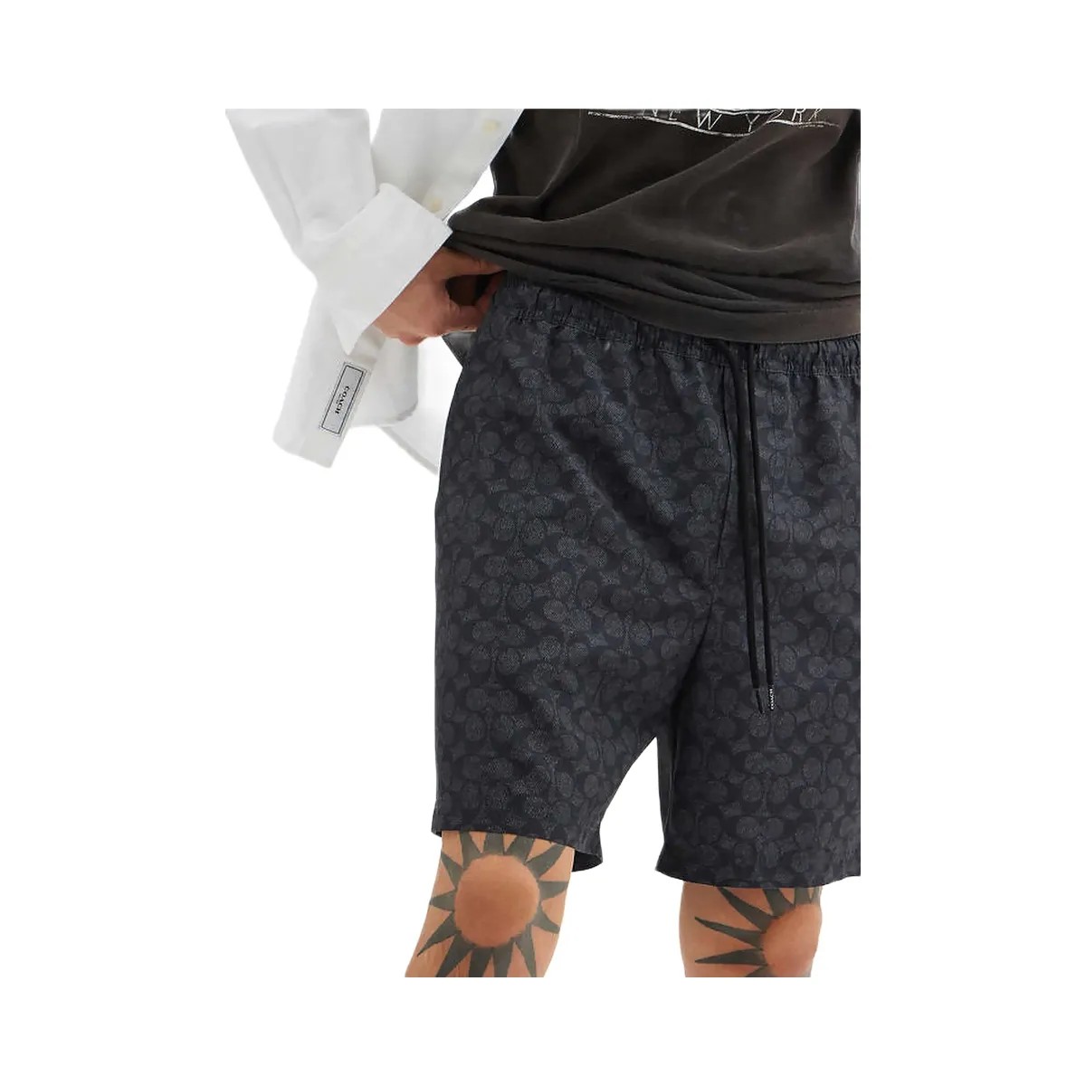 Coach Signature Swim Trunks In Recycled Polyester Charcoal Signature - HypeFly India View 2