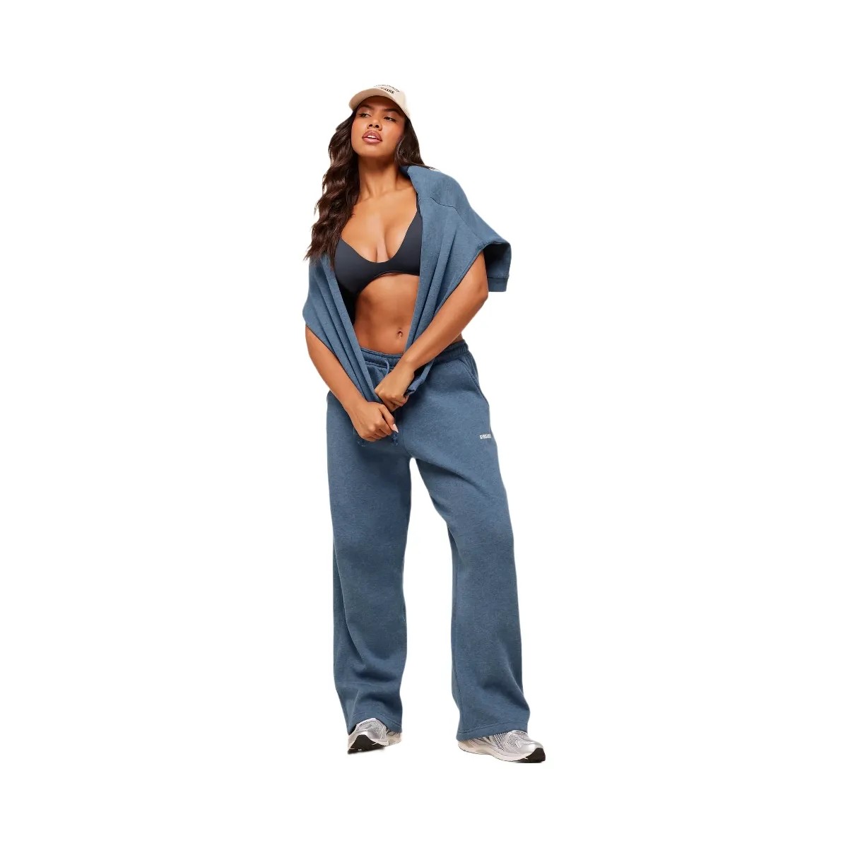 Gymshark Cosy Luxe Straight Leg Joggers -  Compound Blue Marl - HypeFly India View 3