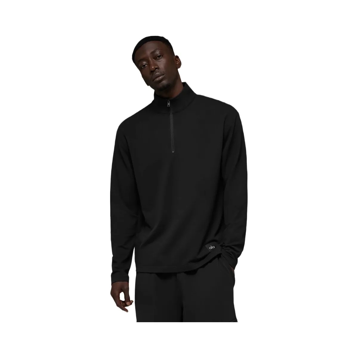 Alo Men's Double Take Long Sleeve 1/4 Zip - Black - HypeFly India View 1