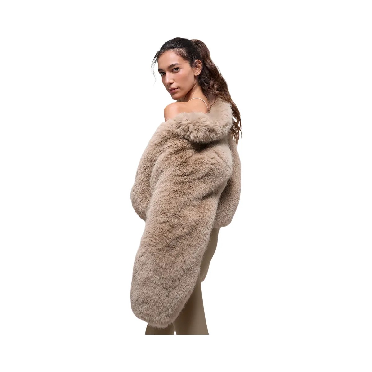 Alo Women's Opulent Faux Fur Cropped Jacket - Oat - HypeFly India View 2