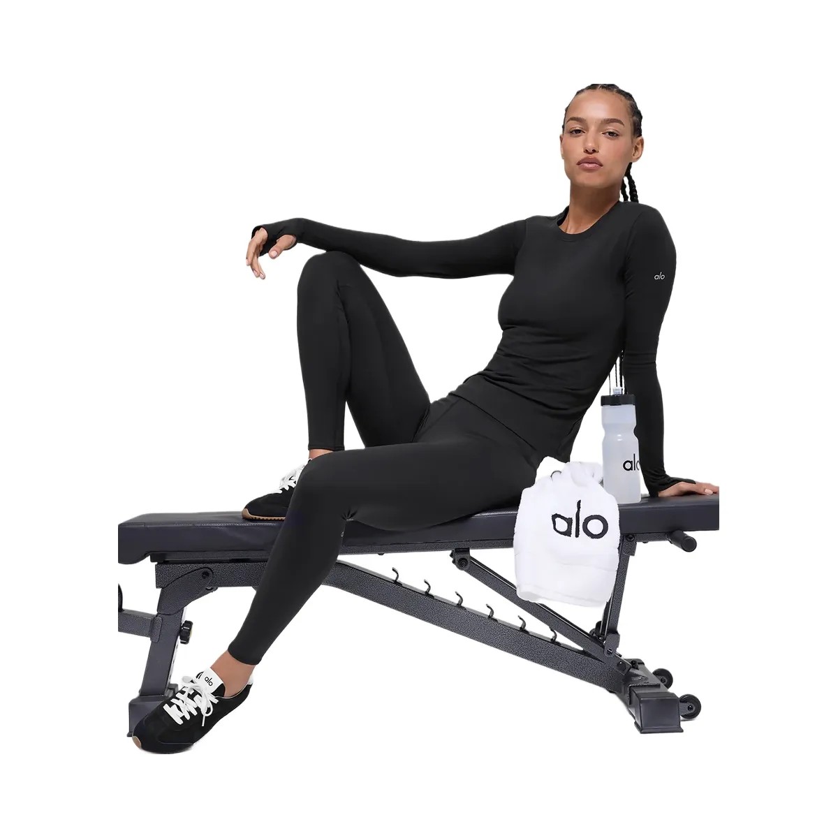 Alo Women's Airbrush Winter Warm High-Waist Nocturne Legging - Black - HypeFly India View 5