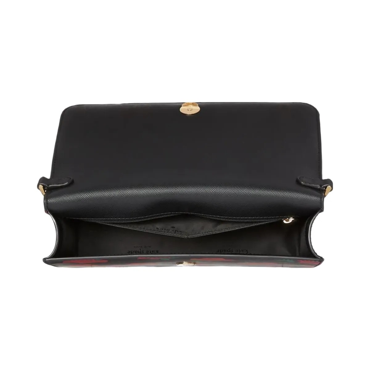 Kate Spade Madison Rose Toss Printed Flap Crossbody Black Multi - HypeFly India View 4