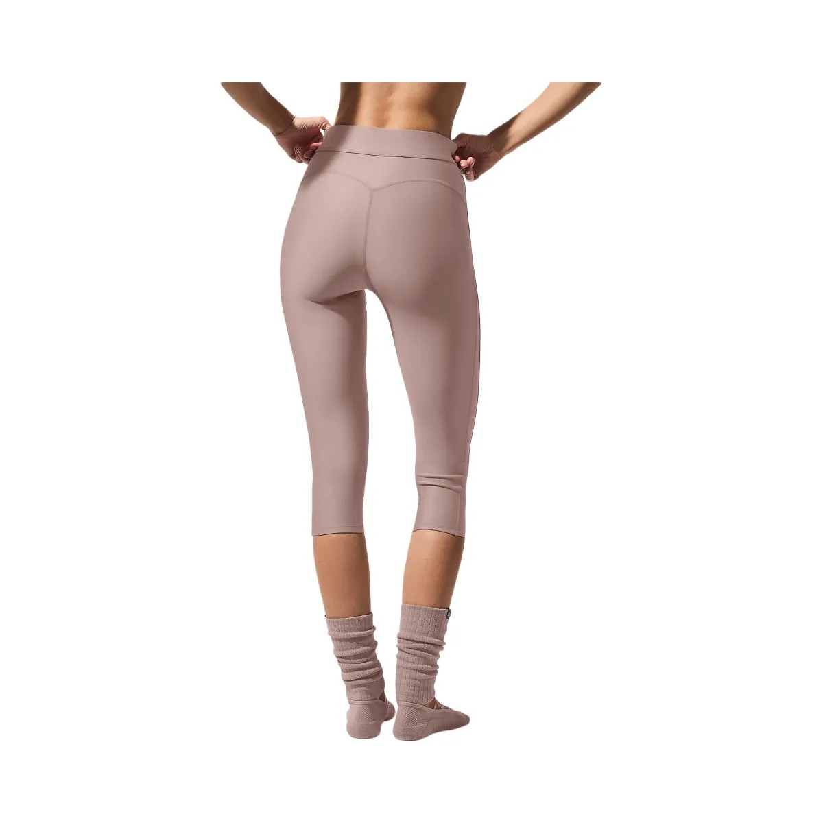 Alo Women's Airlift Mesh High-Waist Just Right Capri - Taupe - HypeFly India View 3