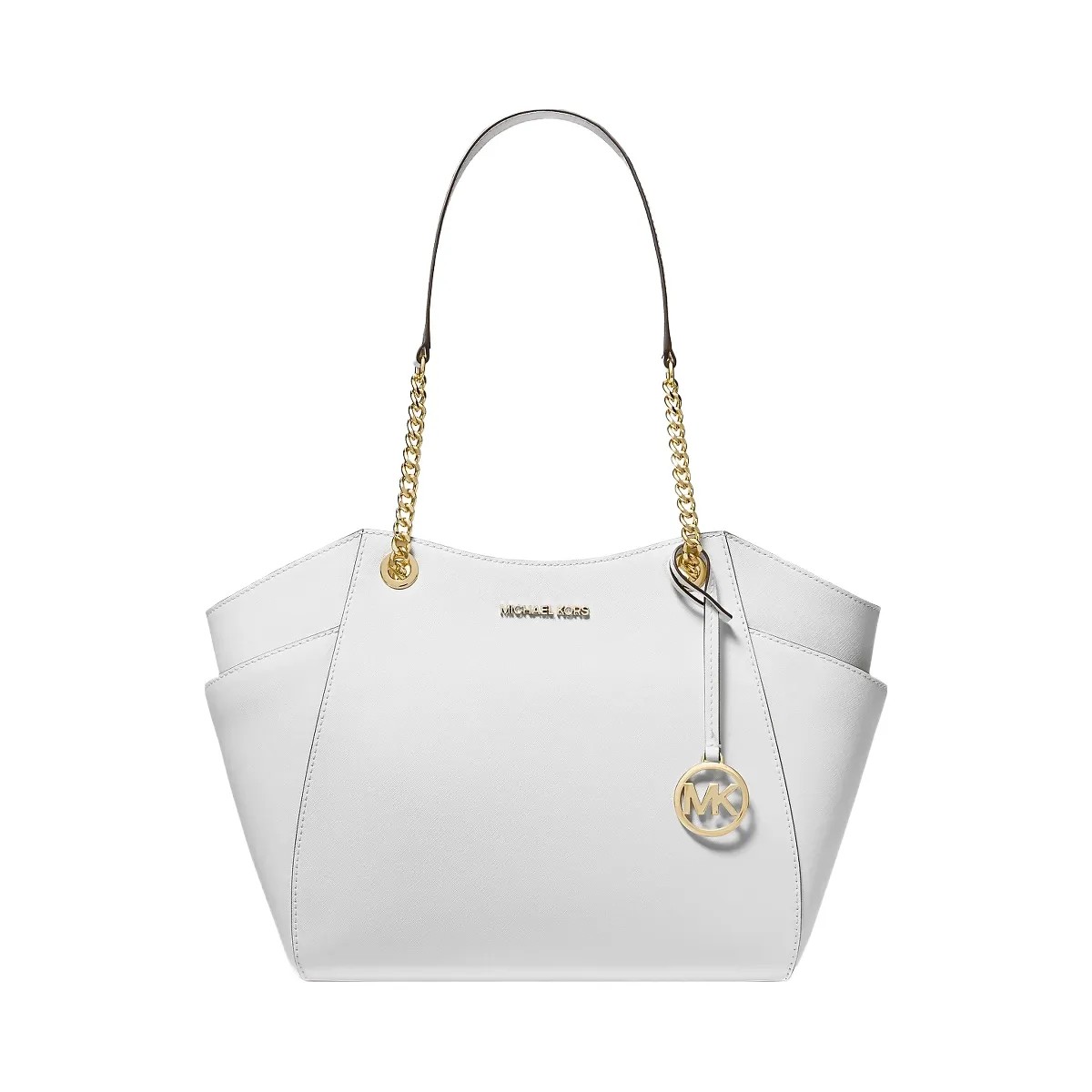 Michael Kors Jet Set Large Saffiano Leather Shoulder Bag Optic White - HypeFly India View 1