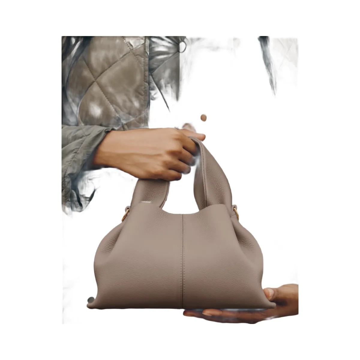Polene Numero Neuf Mini Textured Taupe - HypeFly India View 6