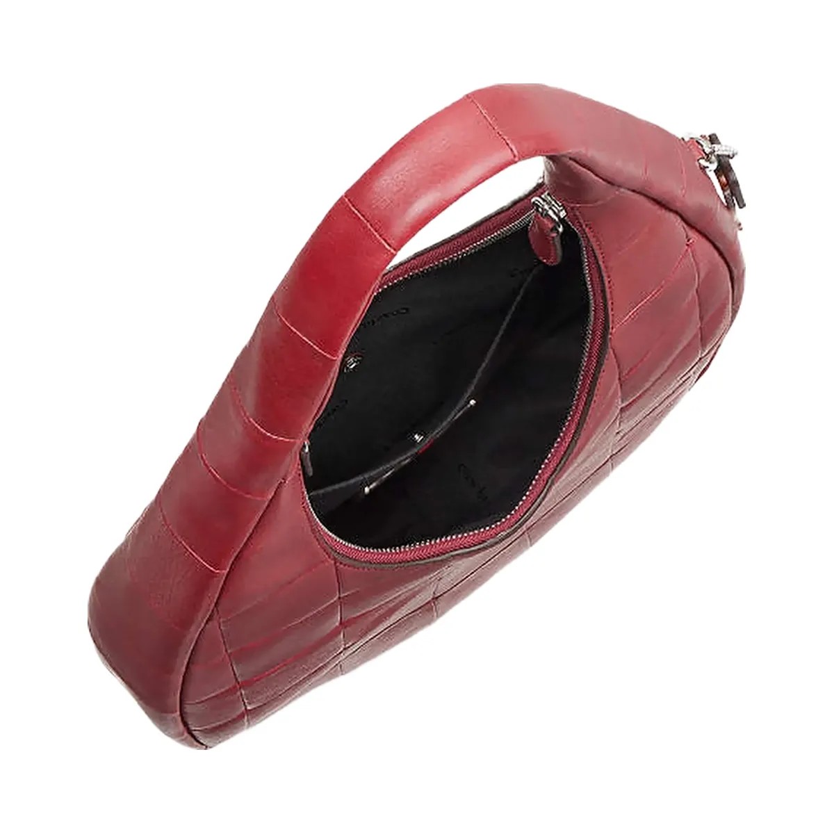 Coach Alter/Ego Crescent Shoulder Bag In Checkerboard Upcrafted Leather Dark Ruby - HypeFly India View 2