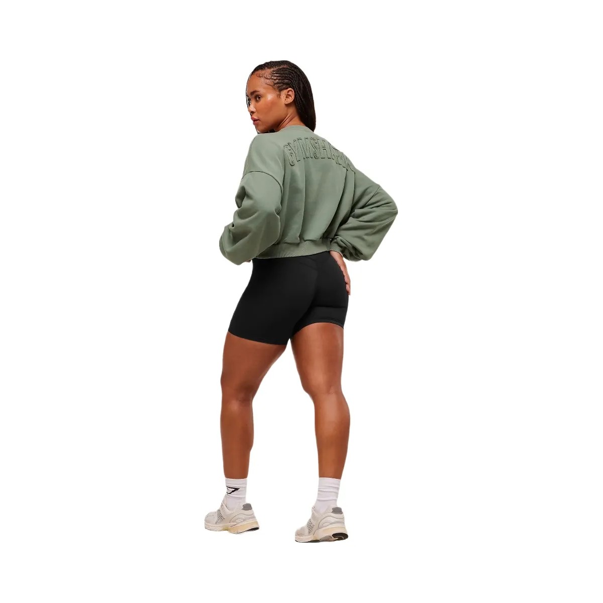 Gymshark Power Washed Sweat Top - Unit Green/Acid Wash Small Ball - HypeFly India View 4