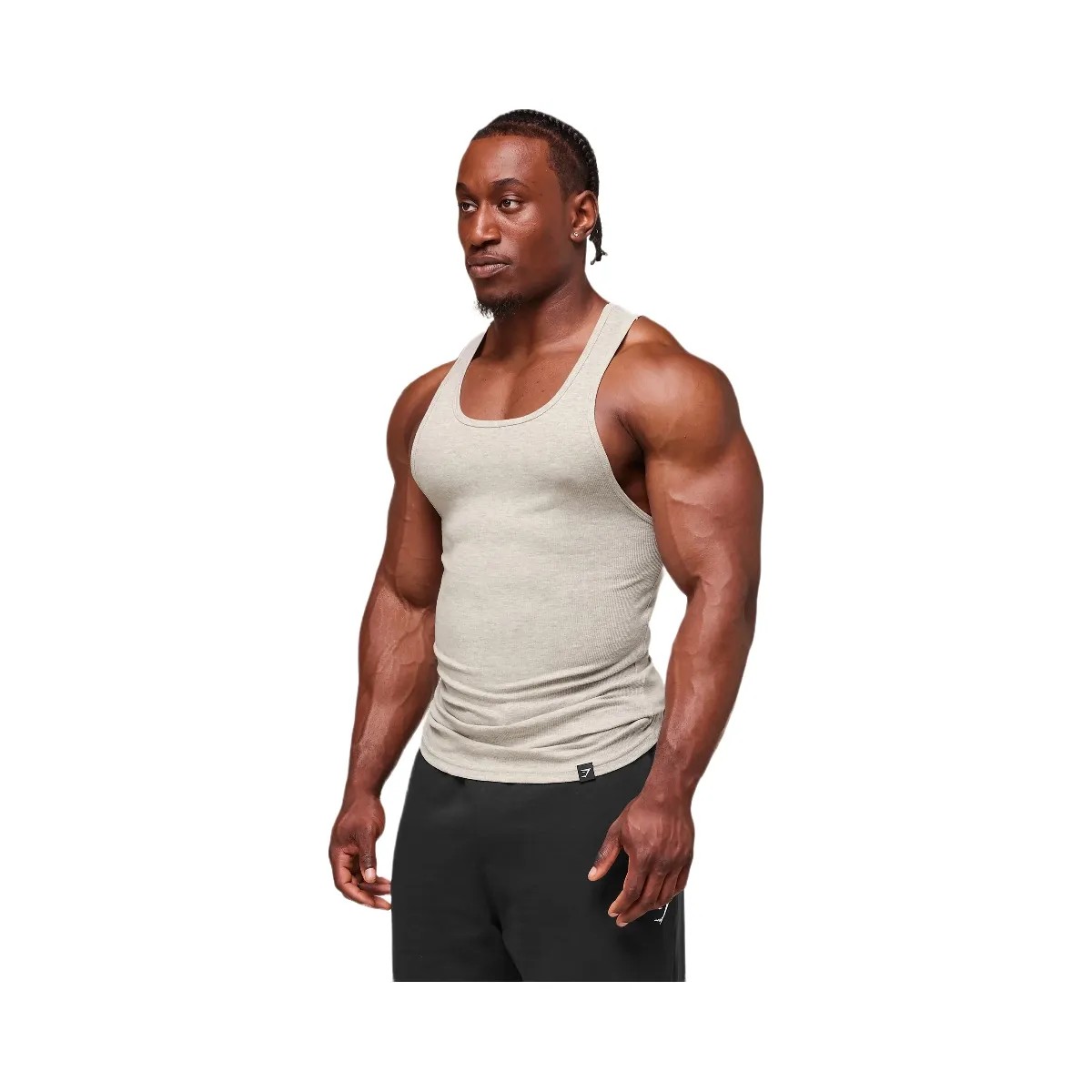 Gymshark Ribbed Tank 3pk - White/Black/Stone Grey Marl - HypeFly India View 4