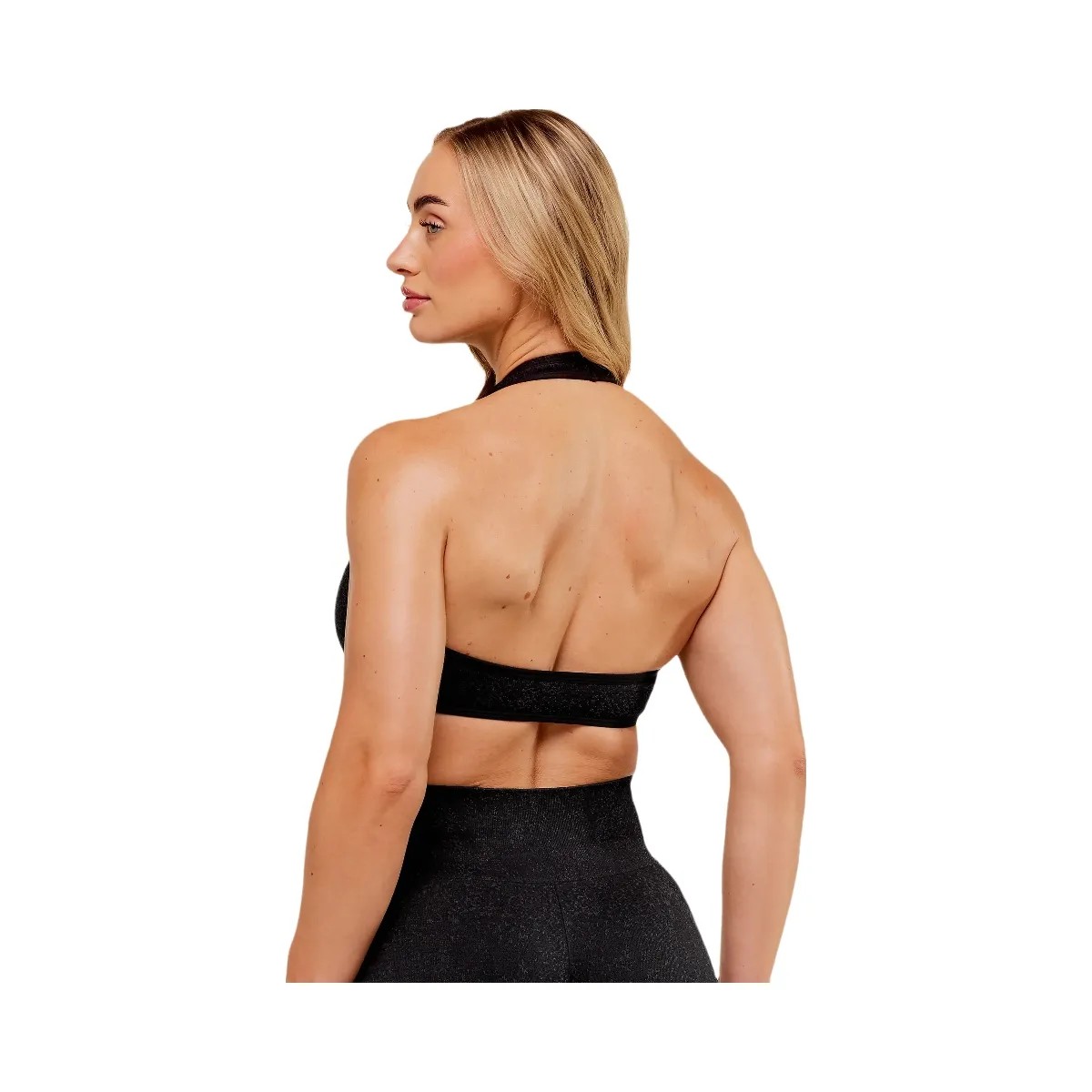 Gymshark Adapt Fleck x Whitney Halterneck Sports Bra - Black - HypeFly India View 2