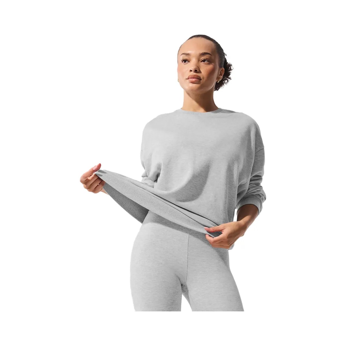 Alo Women's Chill Crew Neck Pullover - Athletic Heather Grey - HypeFly India View 1