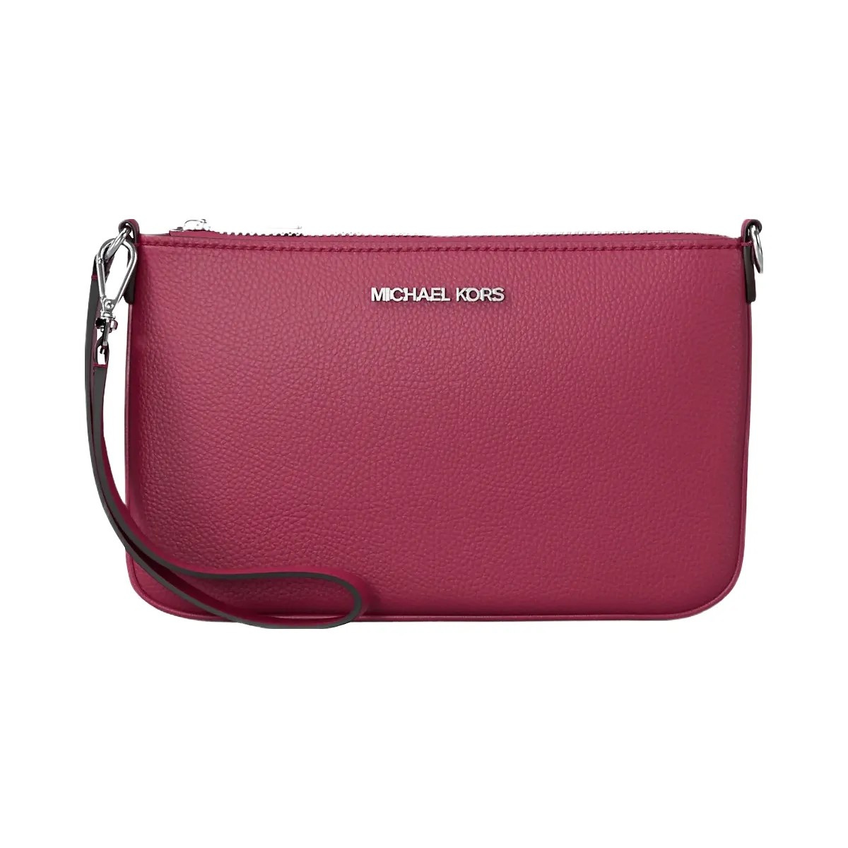 Michael Kors Jet Set Small Pebbled Leather Convertible Wristlet Dk Raspberry - HypeFly India View 1