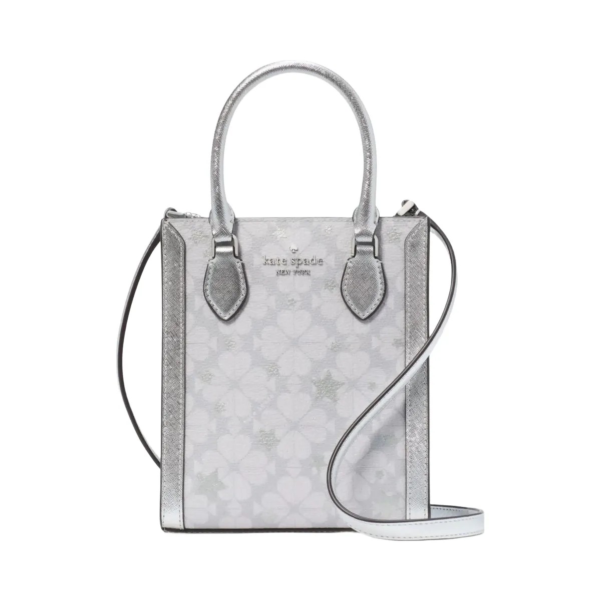 Kate Spade Flower Star Toss Small Tote Platinum Grey Multi - HypeFly India View 1