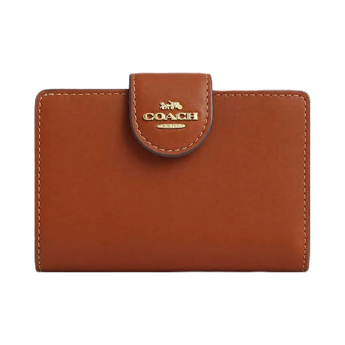 Coach Medium Corner Zip Wallet Smooth Leather-Gold-Tan - HypeFly India View 1