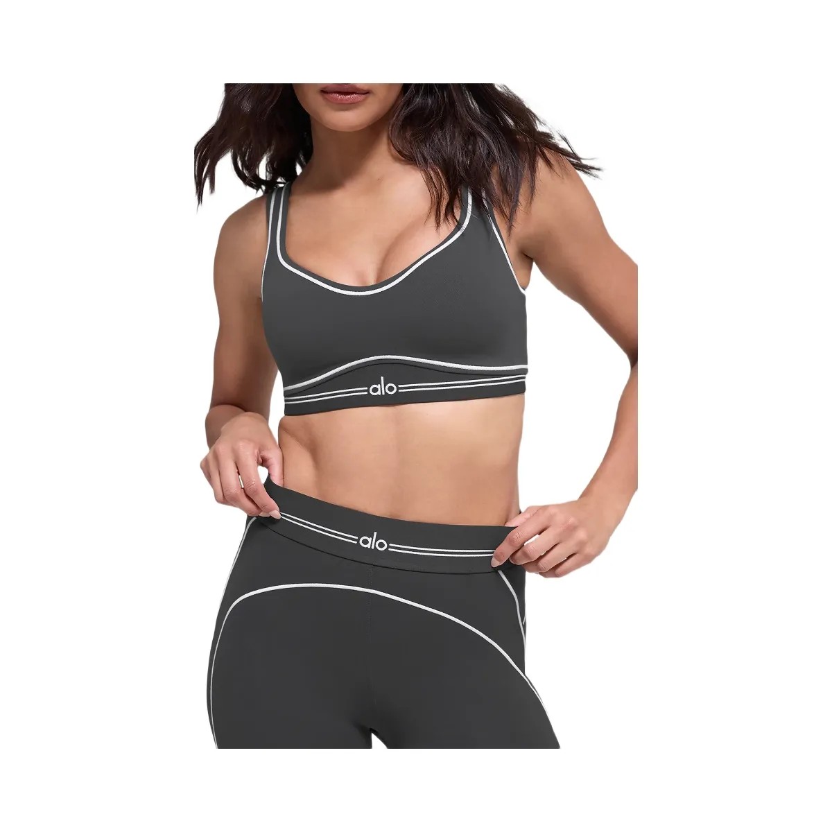 Alo Women's Airbrush Heart Throb Bra - Anthracite/White - HypeFly India View 1