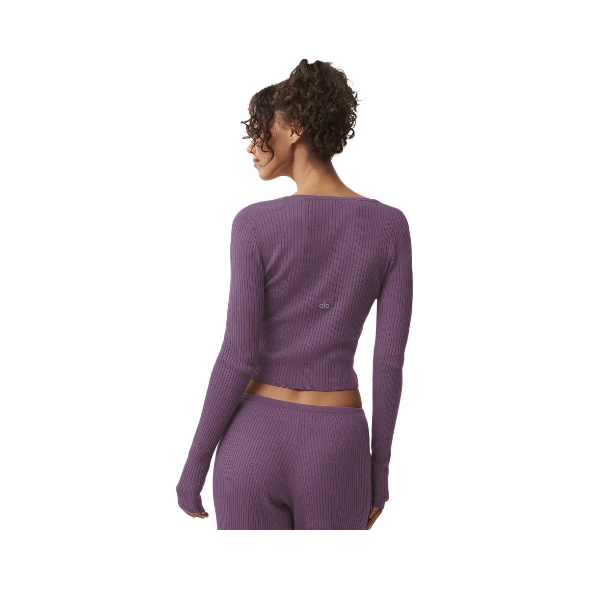 Alo Women's Sweater Knit Unwind Long Sleeve - Plum Kiss - HypeFly India View 2