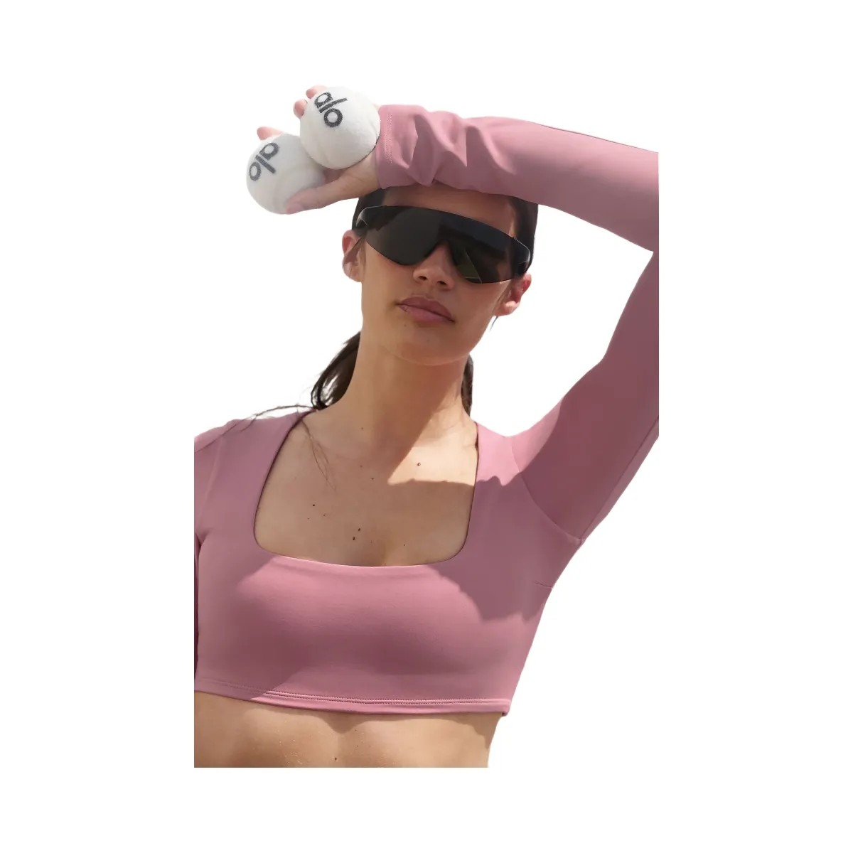 Alo Women's ALO Softsculpt Precision Long Sleeve Bra - Pink Wild Rose - HypeFly India View 6