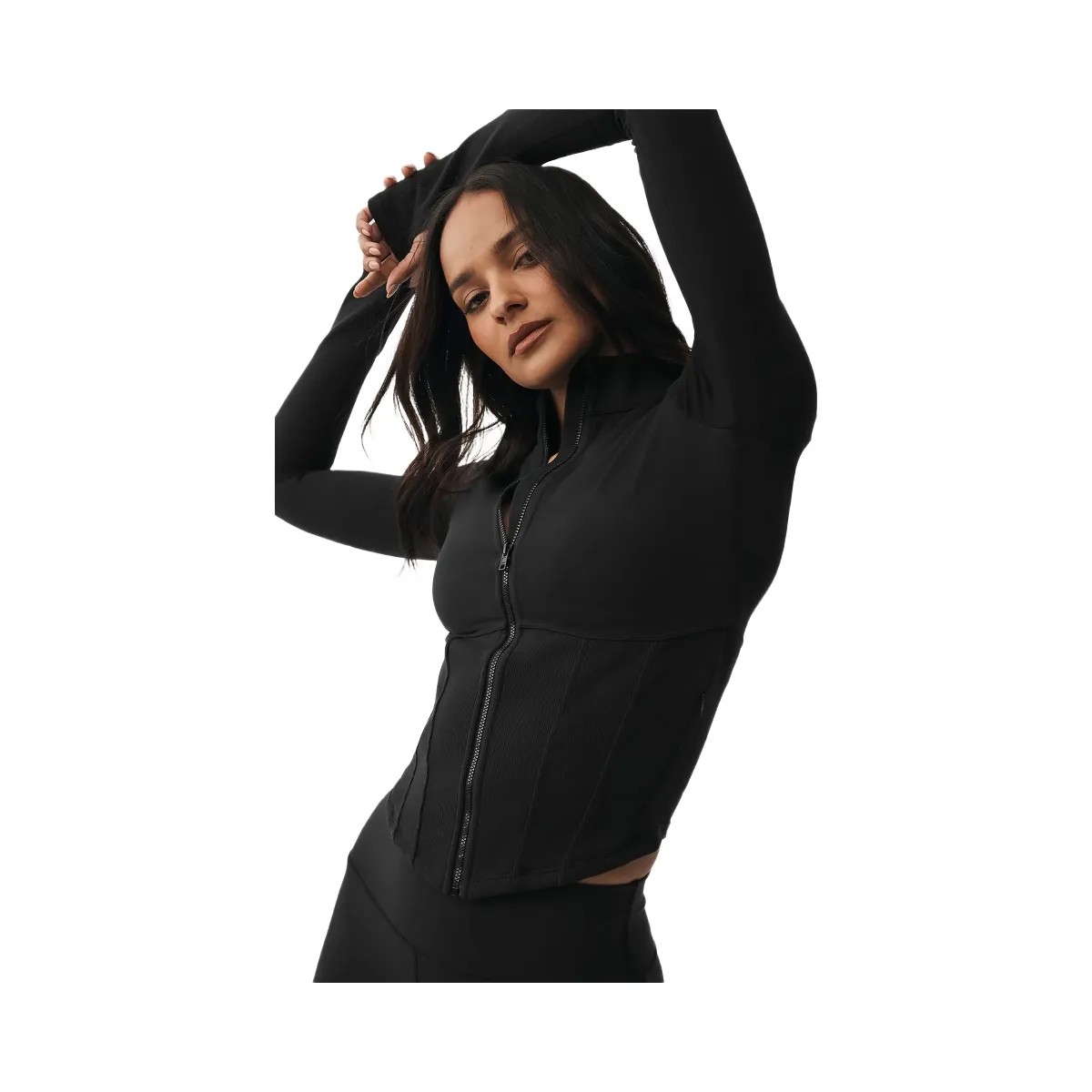 Alo Women's Airbrush Corset Full Zip Jacket - Black - HypeFly India View 3