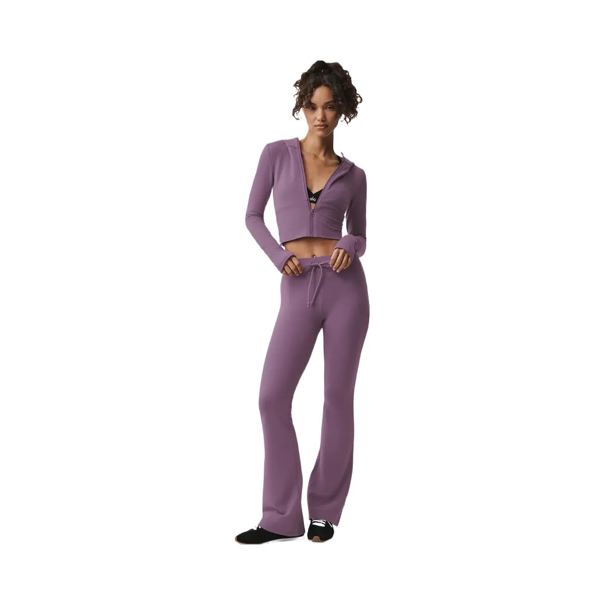 Alo Women's Sway Bootcut Sweatpant - Plum Kiss - HypeFly India View 5