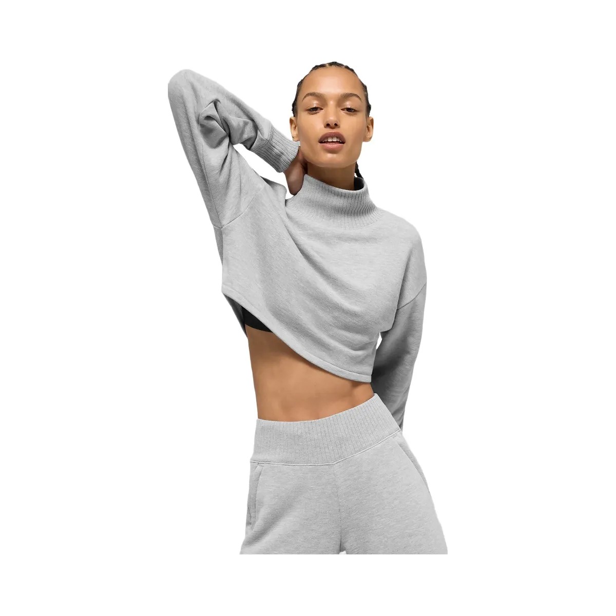 Alo Women's Cropped Serenity Coverup - Athletic Heather Grey - HypeFly India View 4