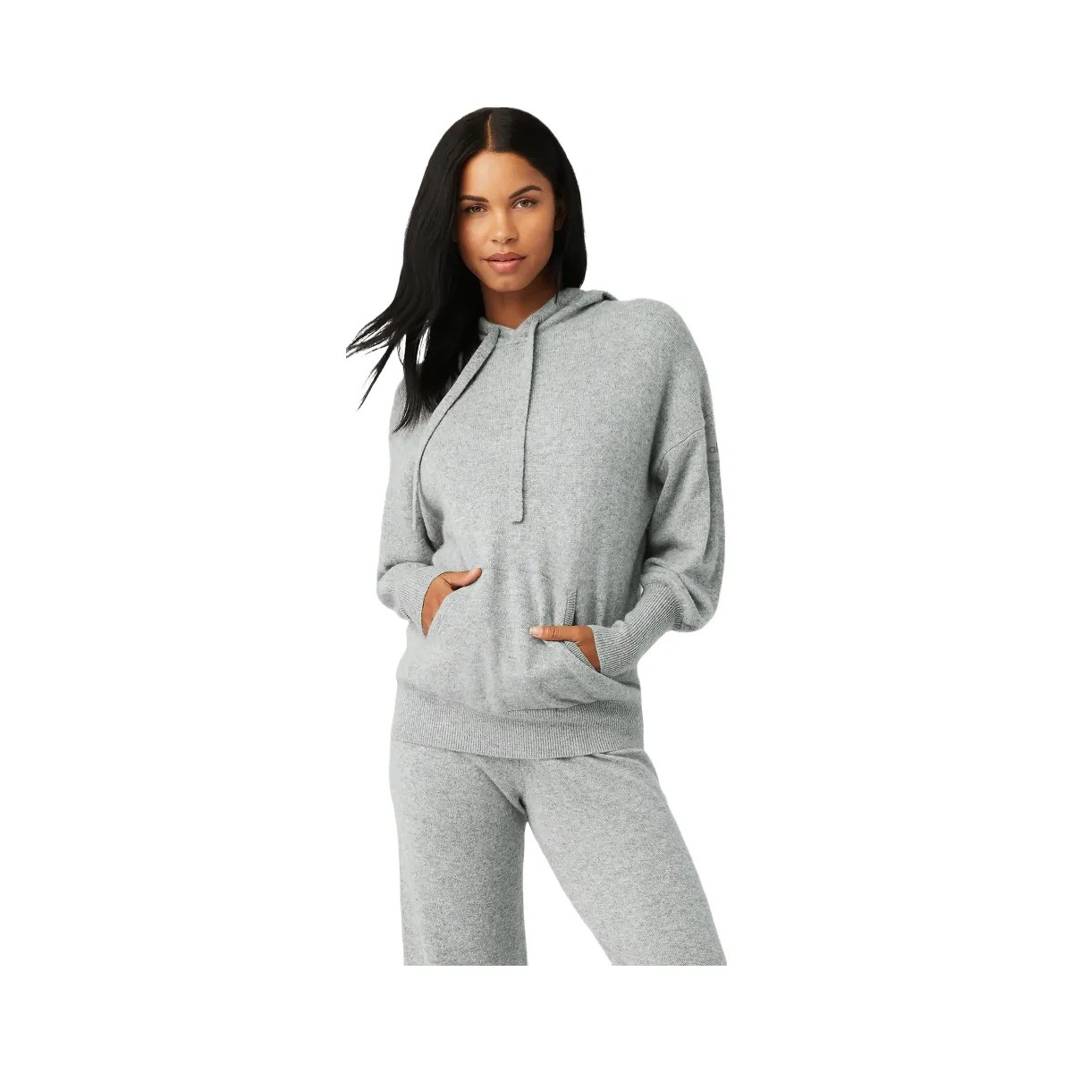 Alo Women's Cashmere Jet Set Hoodie - Dove Grey Heather - HypeFly India View 1