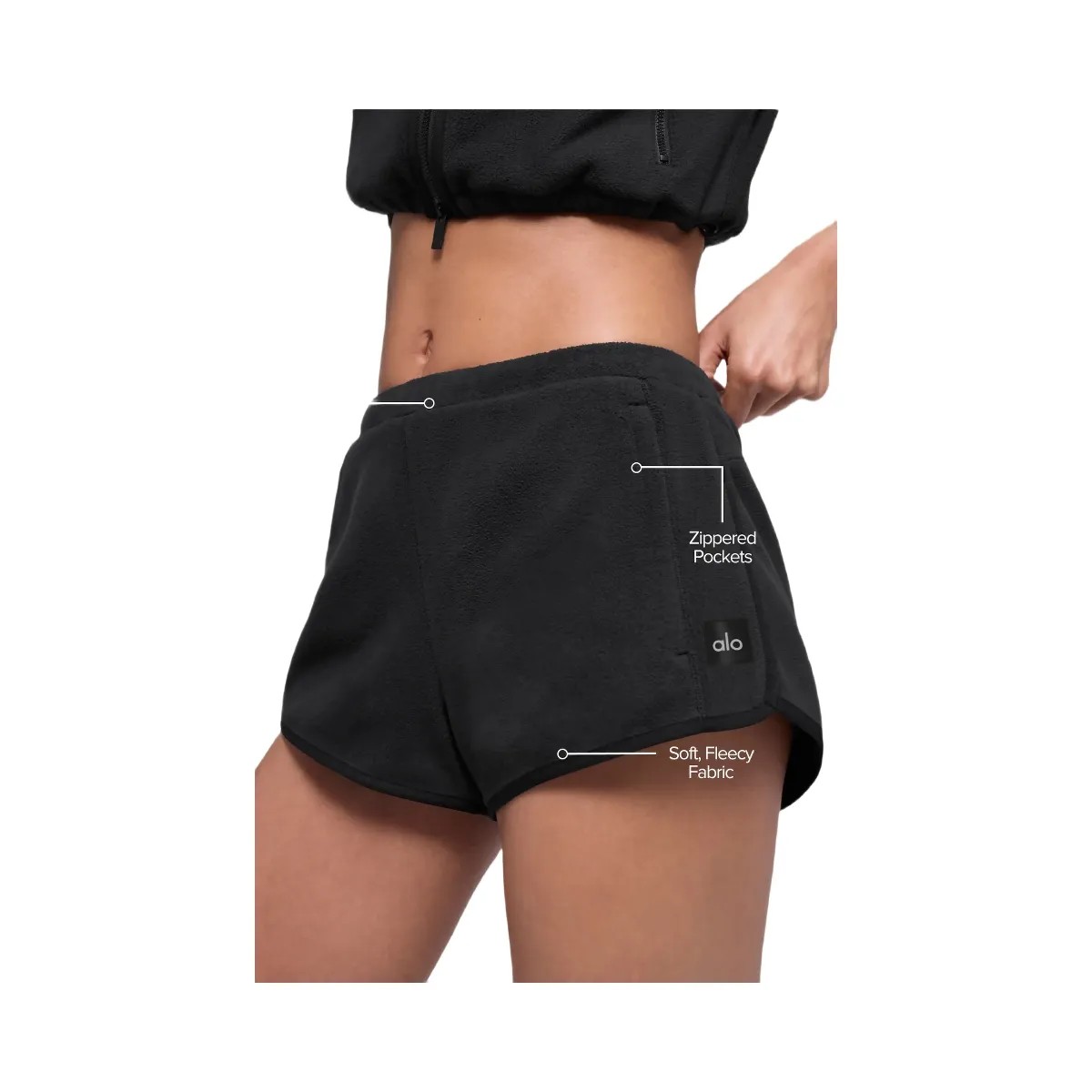 Alo Women's Polar Fleece Retreat Short - Black - HypeFly India View 2