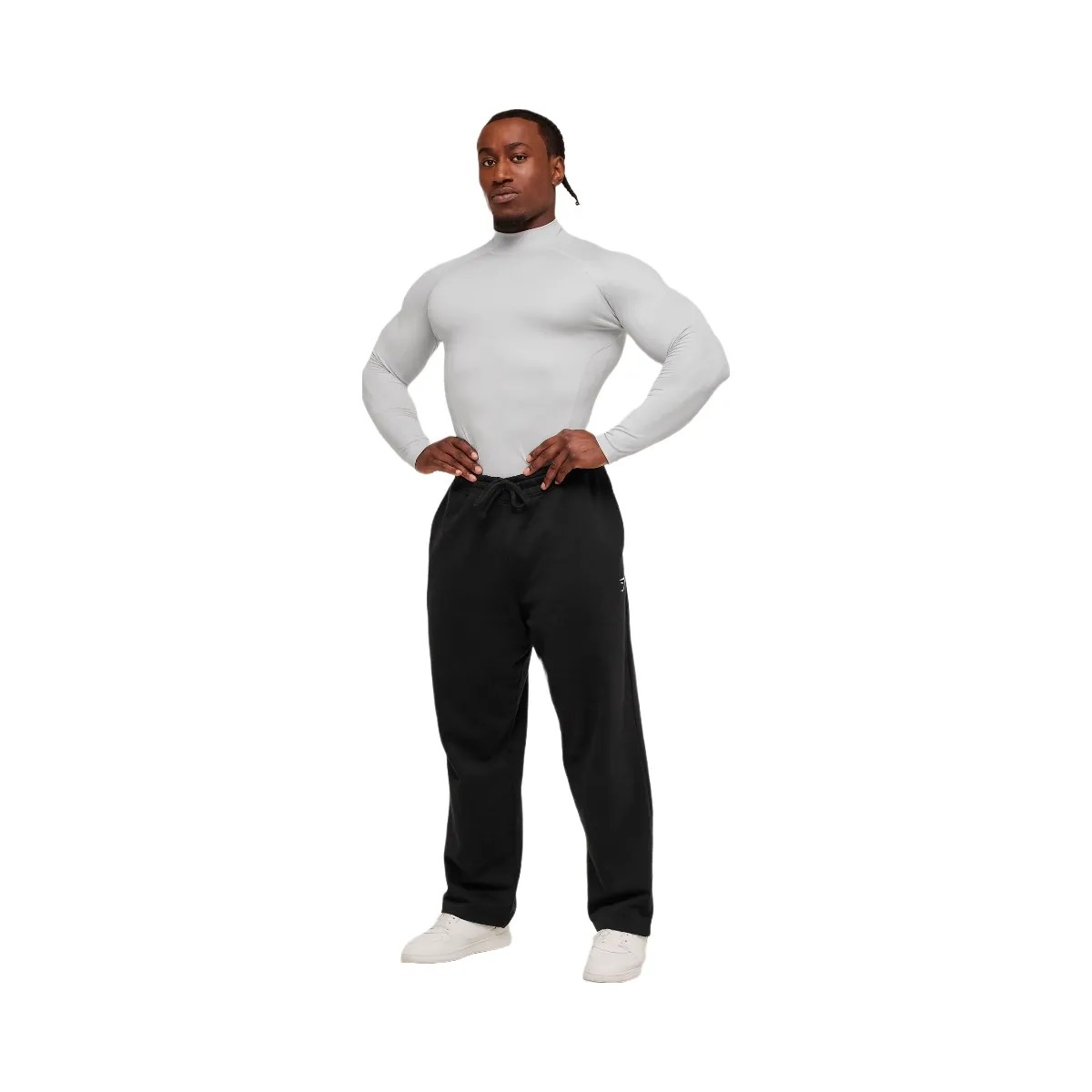 Gymshark Element Baselayer Mock Neck Long Sleeve T-Shirt - GS White/GS Metal Grey Marl - HypeFly India View 4