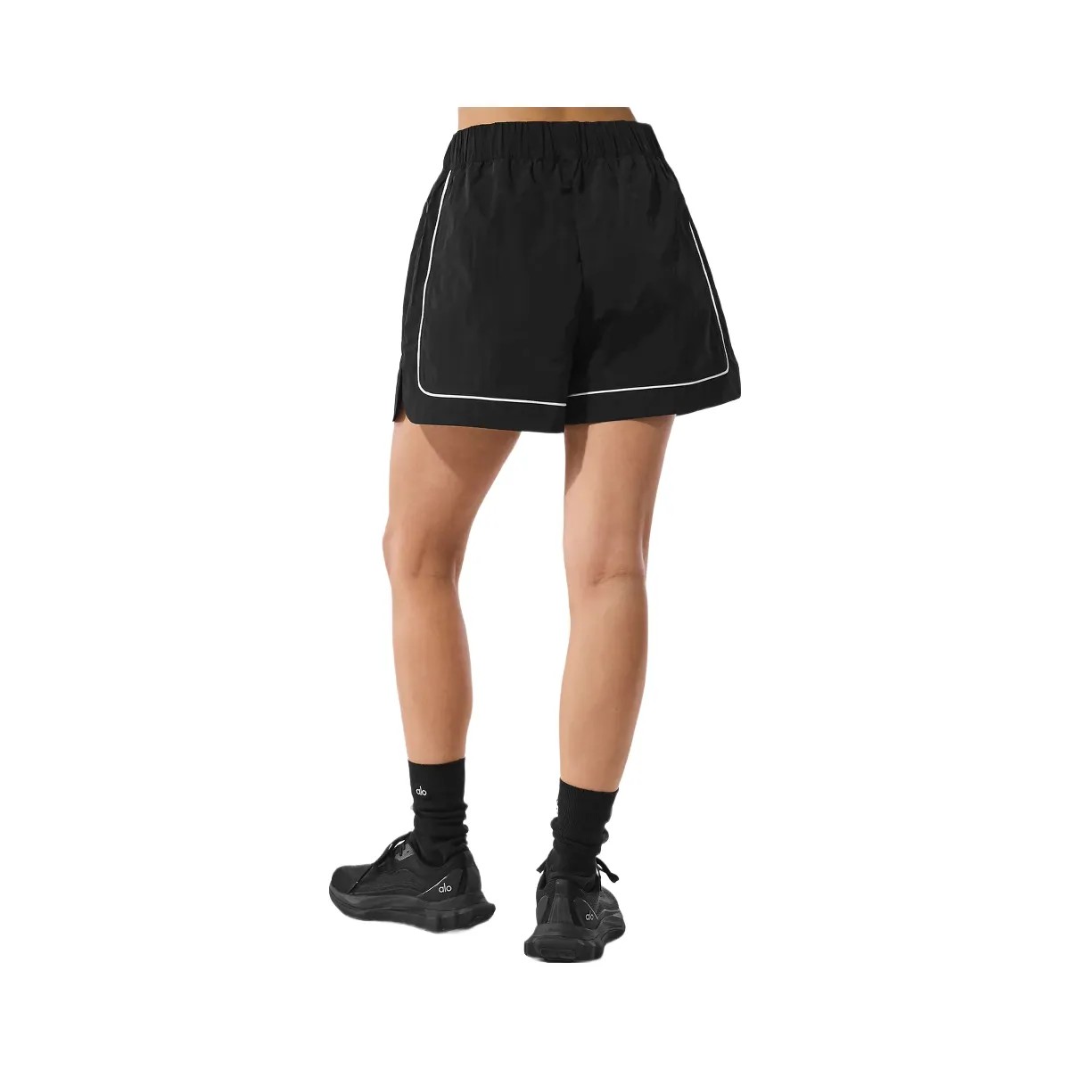 Alo Women's Motivate Track Short - Black/White - HypeFly India View 2