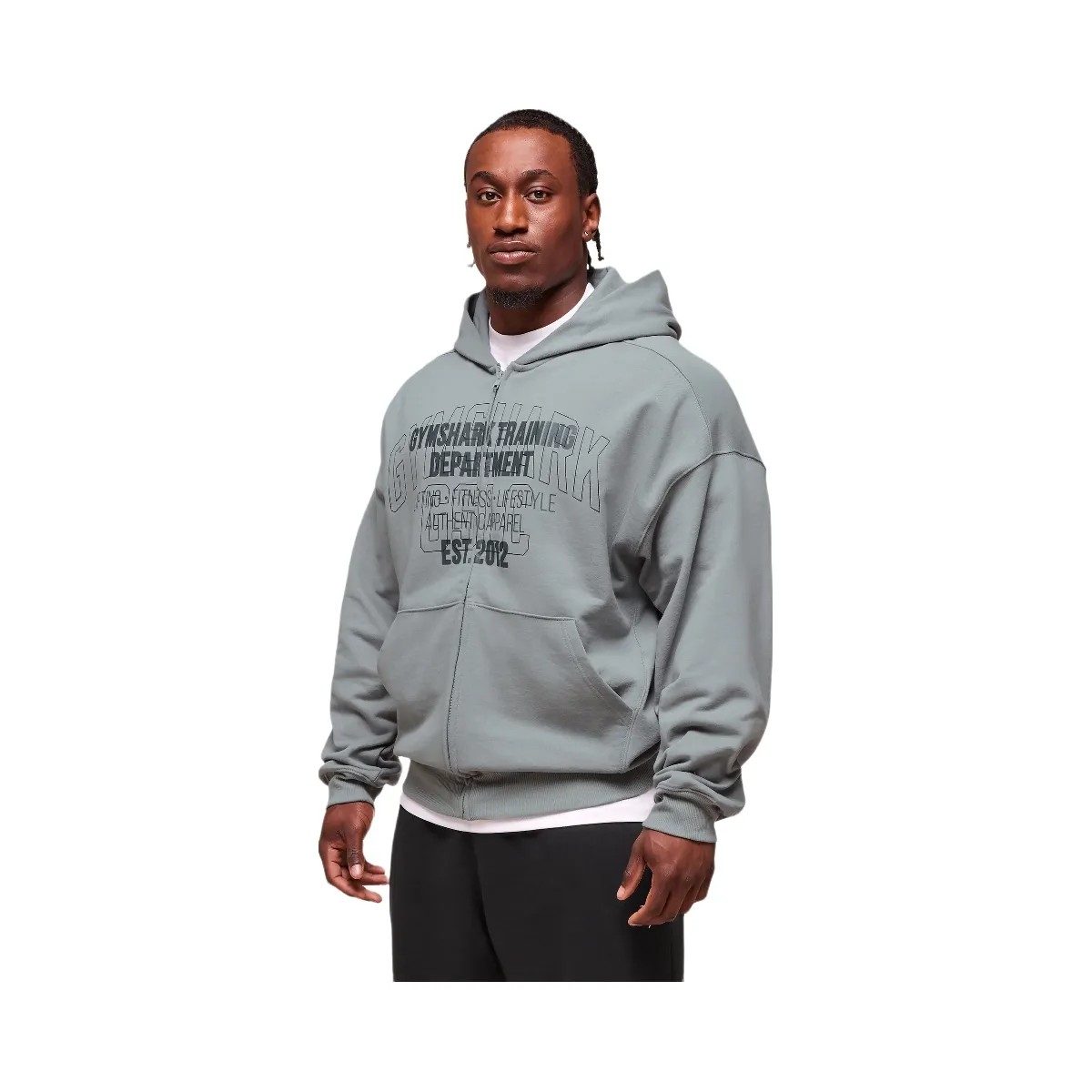 Gymshark Authentic Apparel Zip Up Hoodie - Smokey Grey - HypeFly India View 3